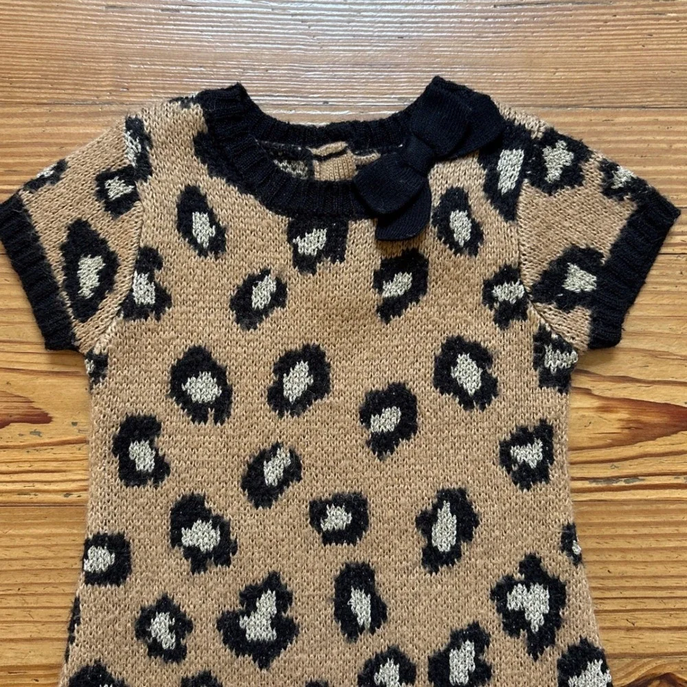 Gymboree Sweater Dress Toddler Brown Excellent Leopard Print Shimmer SIZE 18-24M